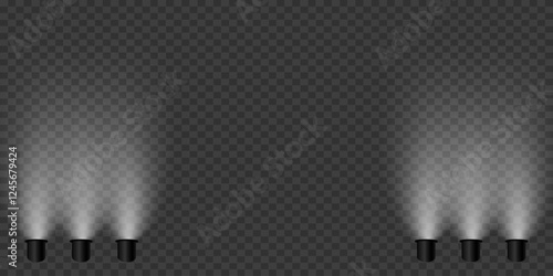 Magic stage lighting effect. Spotlight light effect. On a transparent background.