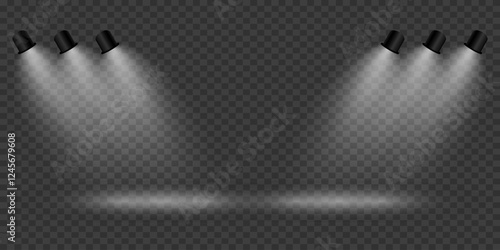 Magic stage lighting effect. Spotlight light effect. On a transparent background.
