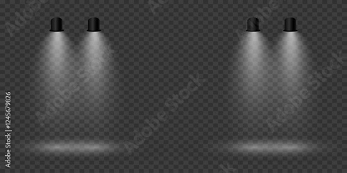 Magic stage lighting effect. Spotlight light effect. On a transparent background.