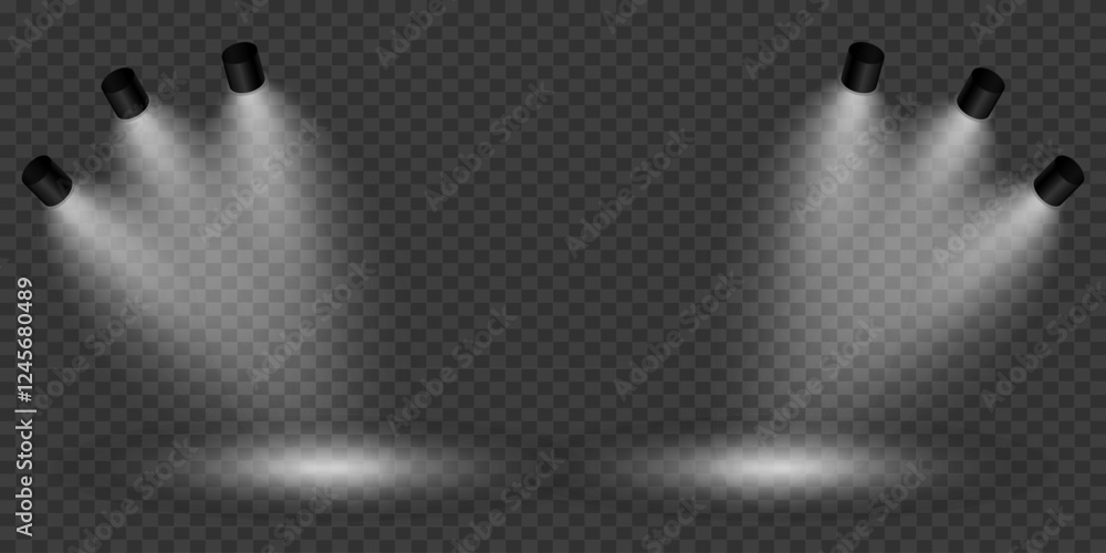 Obraz premium Magic stage lighting effect. Spotlight light effect. On a transparent background.