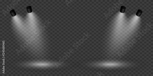 Magic stage lighting effect. Spotlight light effect. On a transparent background.
