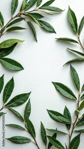 Wallpaper Mural Elegant Olive Branch Composition: Serene Green Leaves on White for Wellness, Natural Health, and Mediterranean-Inspired Designs Torontodigital.ca