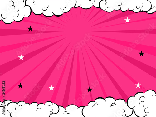 Comic Burst Background With Cloud