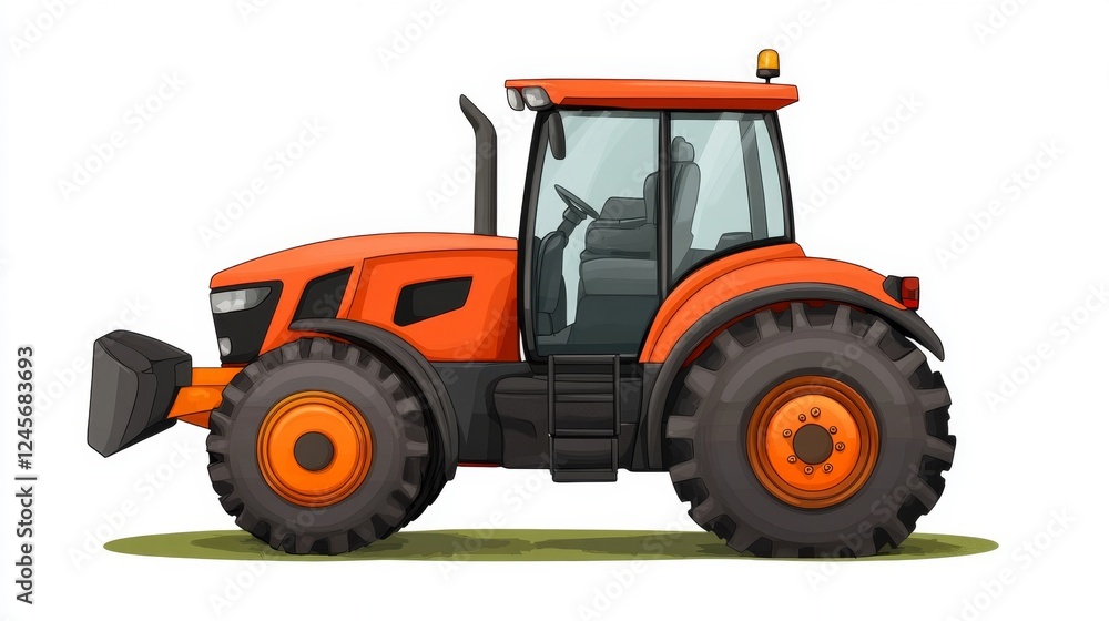 Obraz premium Vibrant Orange Tractor Illustration