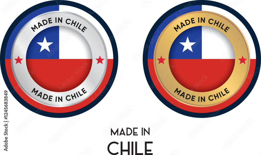 Made in Chile. Premium labels, stickers, pointer, badge and symbol of Chile flag icon. Collection vector illustration Made in Chile. Premium labels, stickers, pointer, badge and symbol of Chile flag icon. Collection vector illustration
