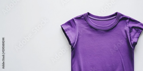 Violet sleeveless t-shirt positioned in the top right against a clean white background ideal for showcasing copy space or branding ÑÐ»ÐµÐ¼ÐµÐ½Ñ‚Ð¾Ð² photo