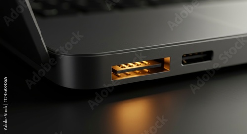 Wallpaper Mural Close-up of a modern laptop's USB port showcasing connectivity and sleek design features Torontodigital.ca