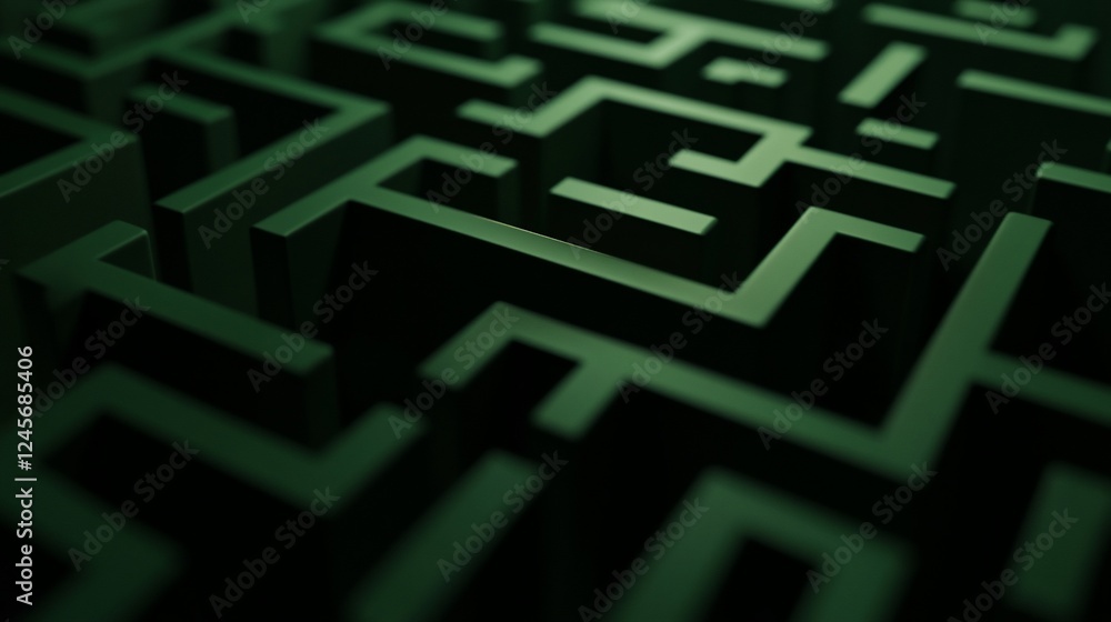 Abstract Green Labyrinth: A 3D Maze of Intrigue and Complexity Abstract Green Labyrinth: A 3D Maze of Intrigue and Complexity
