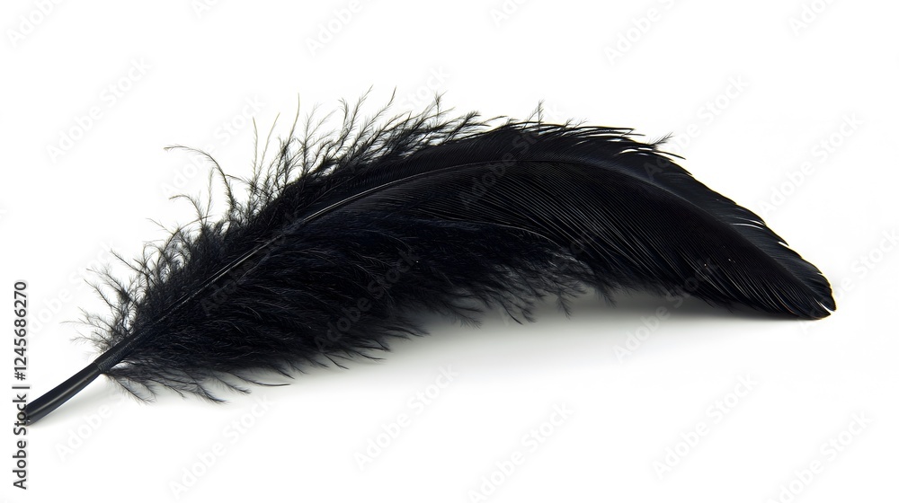 17. A black feather on a white background 17. A black feather on a white background