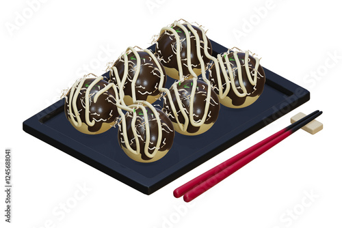 Wallpaper Mural Takoyaki 3d rendering, isolated on white background, with Clipping path, 3D rendering Torontodigital.ca