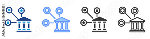 Decentralized governance icon set multiple style collection