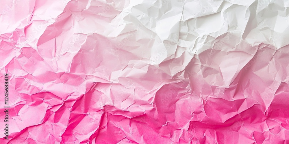 Crumpled pink and white paper texture background with soft gradient effect, ideal for design projects requiring a stylish and modern touch. Crumpled pink and white paper texture background with soft gradient effect, ideal for design projects requiring a stylish and modern touch.