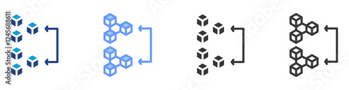 Blockchain interoperability icon set multiple style collection