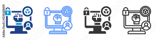 User sovereignty icon set multiple style collection