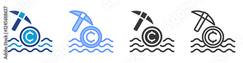 Liquidity mining icon set multiple style collection