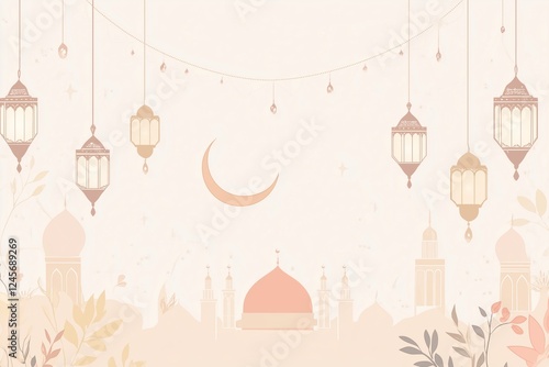 Happy Ramadan art. Ramadan greeting templates. Islamic month art.