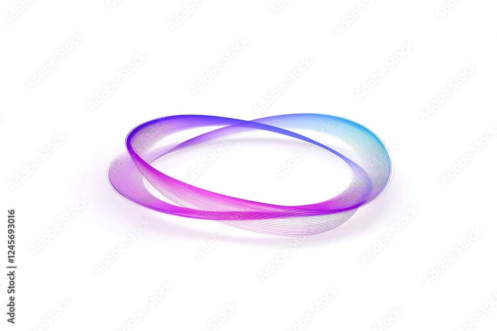 Naklejka premium Cosmic Oval: Abstract Glowing Lines, Purple and Blue Nebula, Energetic Swirl, Digital Art, Sci-Fi Energy, Futuristic Design Element, Neon Light Effect, Galactic Aura, Mystical Vibe, Fantasy 