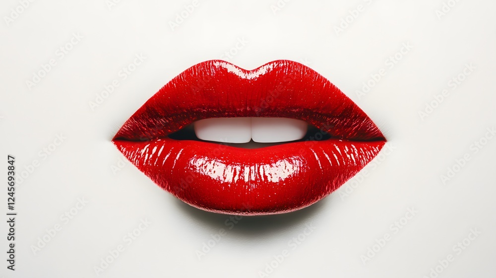 Obraz premium 37. A classic red lipstick on a white background