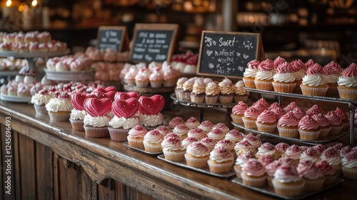 Delicious Heart-Shaped Cupcakes for a Romantic Valentine's Day Celebration. Generative AI