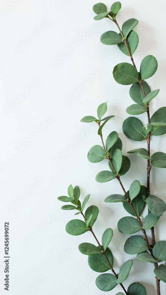 Elegant Eucalyptus Branches on White: Nature-Inspired Design for Greeting Cards, Wellness Branding, and Special Occasions Elegant Eucalyptus Branches on White: Nature-Inspired Design for Greeting Cards, Wellness Branding, and Special Occasions