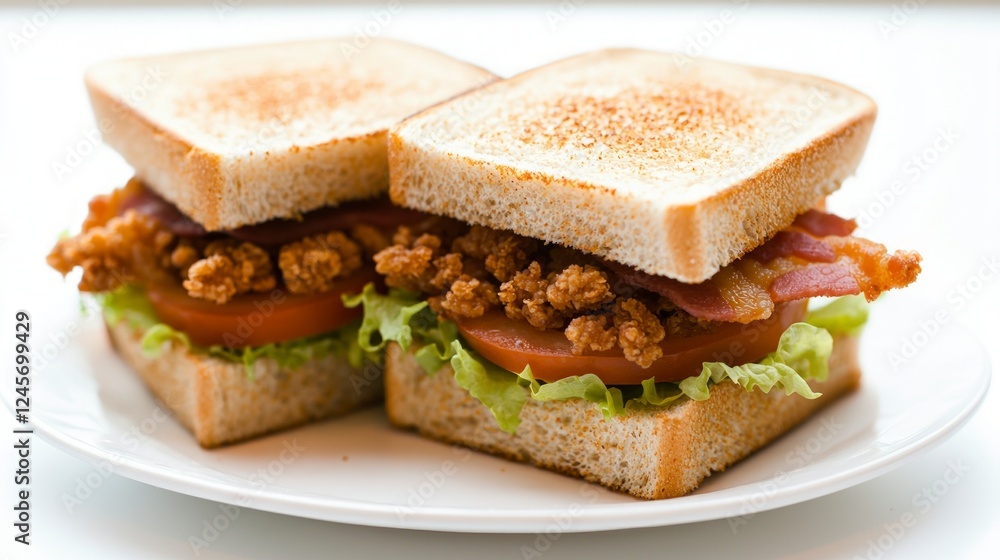 Delicious Crispy Fried Chicken Bacon BLT Sandwiches on Toasted Bread Delicious Crispy Fried Chicken Bacon BLT Sandwiches on Toasted Bread