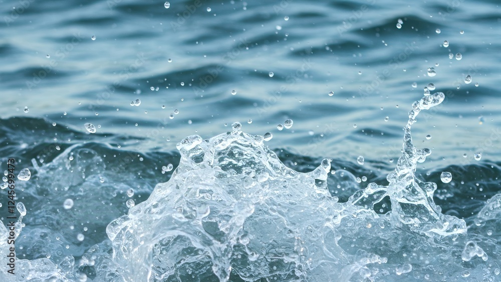 Close-up of crystal clear water with gentle waves and splashes, reflecting soft light in shades of blue and white. Close-up of crystal clear water with gentle waves and splashes, reflecting soft light in shades of blue and white.