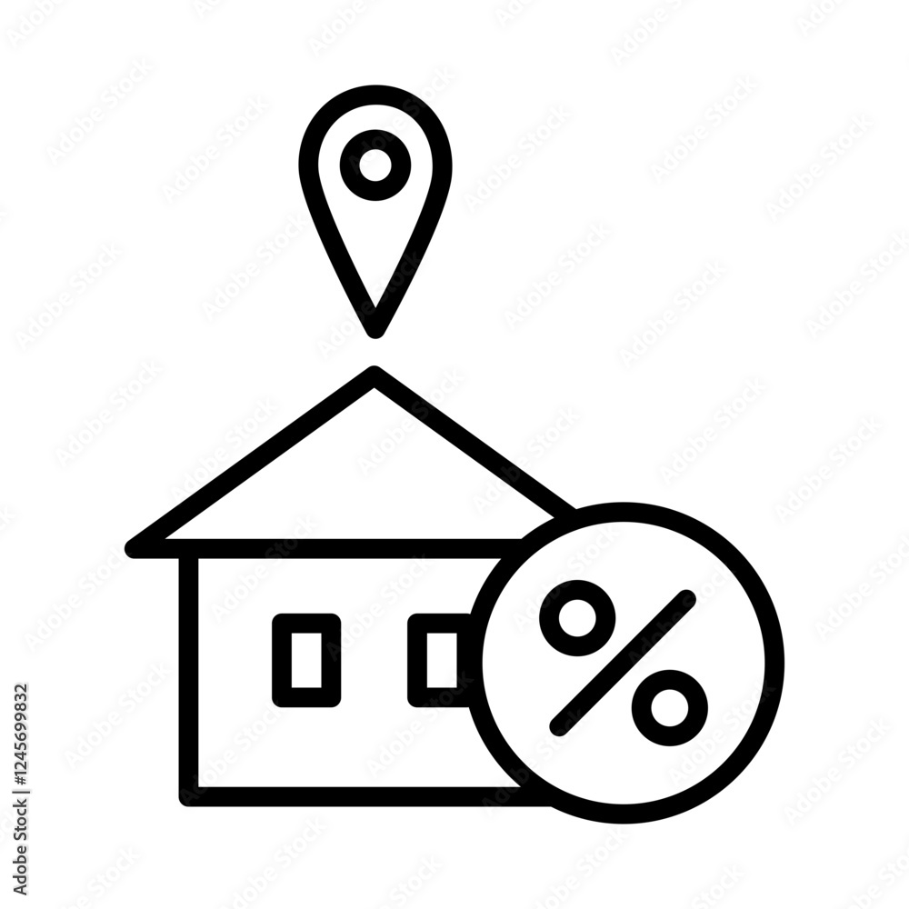 Resident tax image icon. There are pin and percentages around the house. Resident tax image icon. There are pin and percentages around the house.