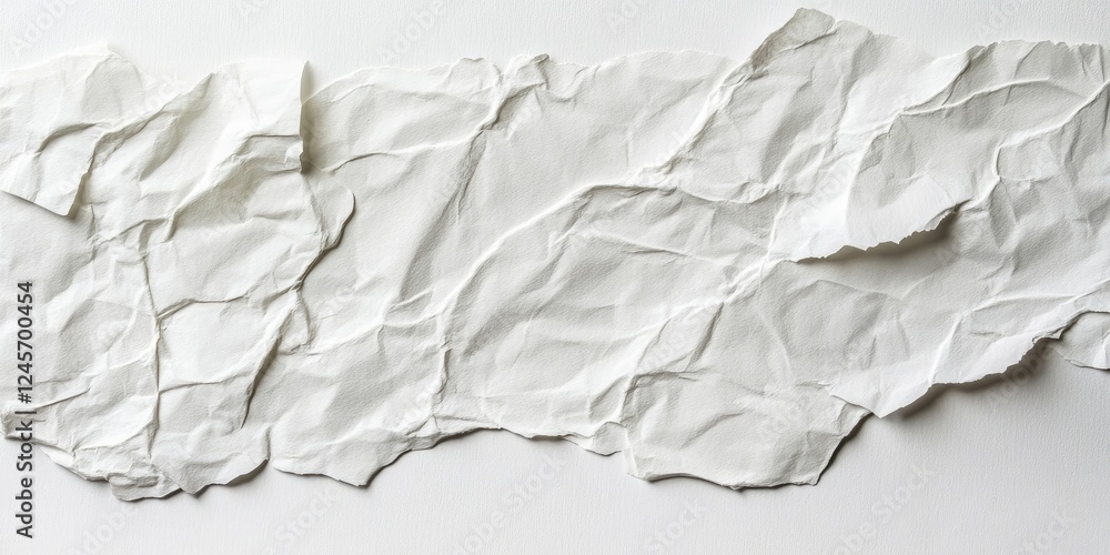 Crumpled white paper texture displayed prominently against a clean white background with subtle shadows enhancing depth and dimension. Crumpled white paper texture displayed prominently against a clean white background with subtle shadows enhancing depth and dimension.