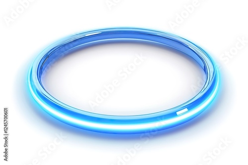 Abstract Blue Glowing Ring: Circular Line Light Effect on White Background. Perfect for futuristic designs, technology interfaces, energy concepts, website banners, app icons, digital art, and more. A