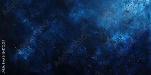 Dark blue textured backdrop with spotlight effect displaying shadowy tones, vibrant azure hints across top left, and deep black base at the bottom.