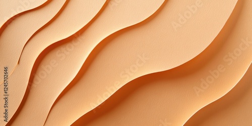 Peachy soft waves of textured paper layered in warm tones create a gentle undulating pattern with smooth curves and shadows throughout the composition.