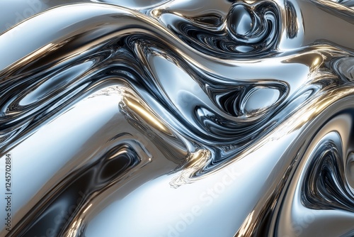 Wallpaper Mural Abstract 3D rendering of liquid-like metal shapes. Chaotic futuristic design., Generative AI Torontodigital.ca