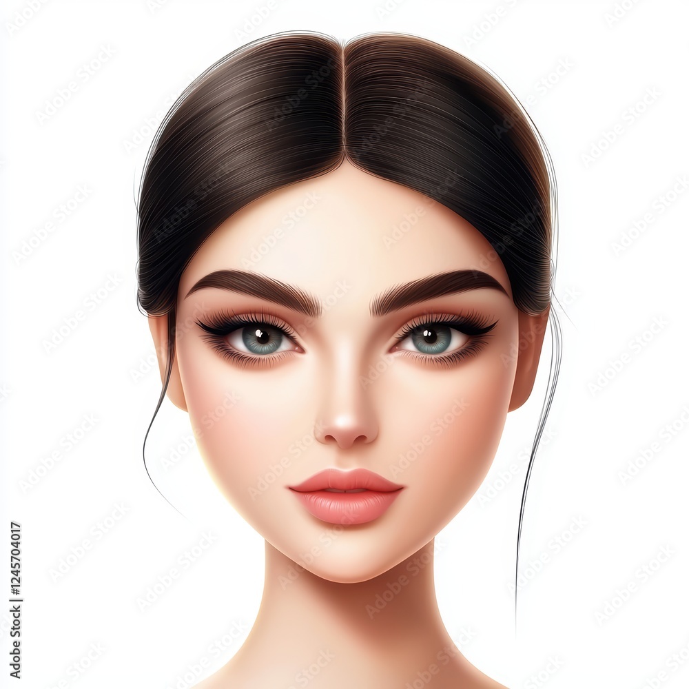 chic woman wearing minimalistic natural makeup, isolated on white chic woman wearing minimalistic natural makeup, isolated on white