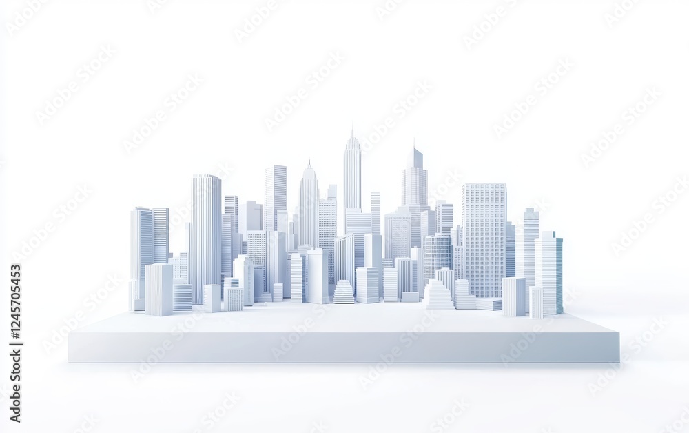 City skyline billboard with a clean white ad space, perfect for branding, isolated on white City skyline billboard with a clean white ad space, perfect for branding, isolated on white