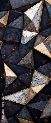 Abstract geometric pattern with navy and silver hues, modern design