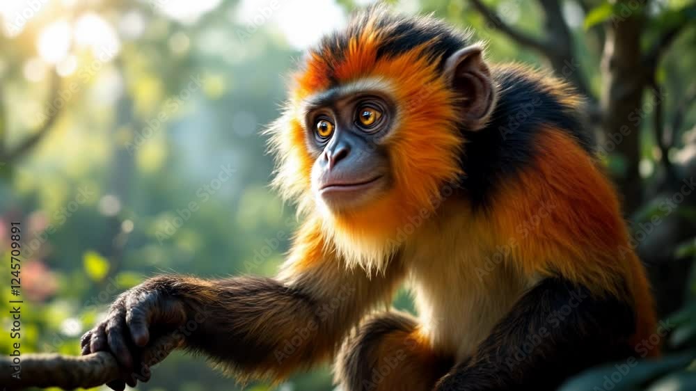 Golden Snub-nosed Monkey in its natural habitat Golden Snub-nosed Monkey in its natural habitat