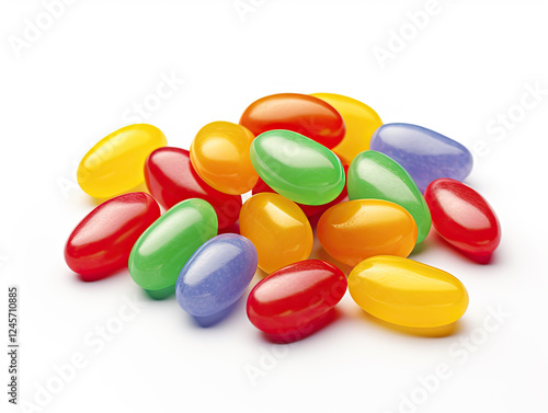 A Colorful Pile of Jelly Beans on White Background