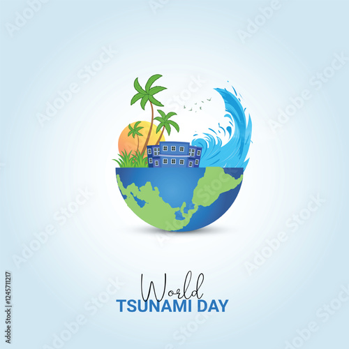 World Tsunami Day, Tsunami Day creative vector design concept.