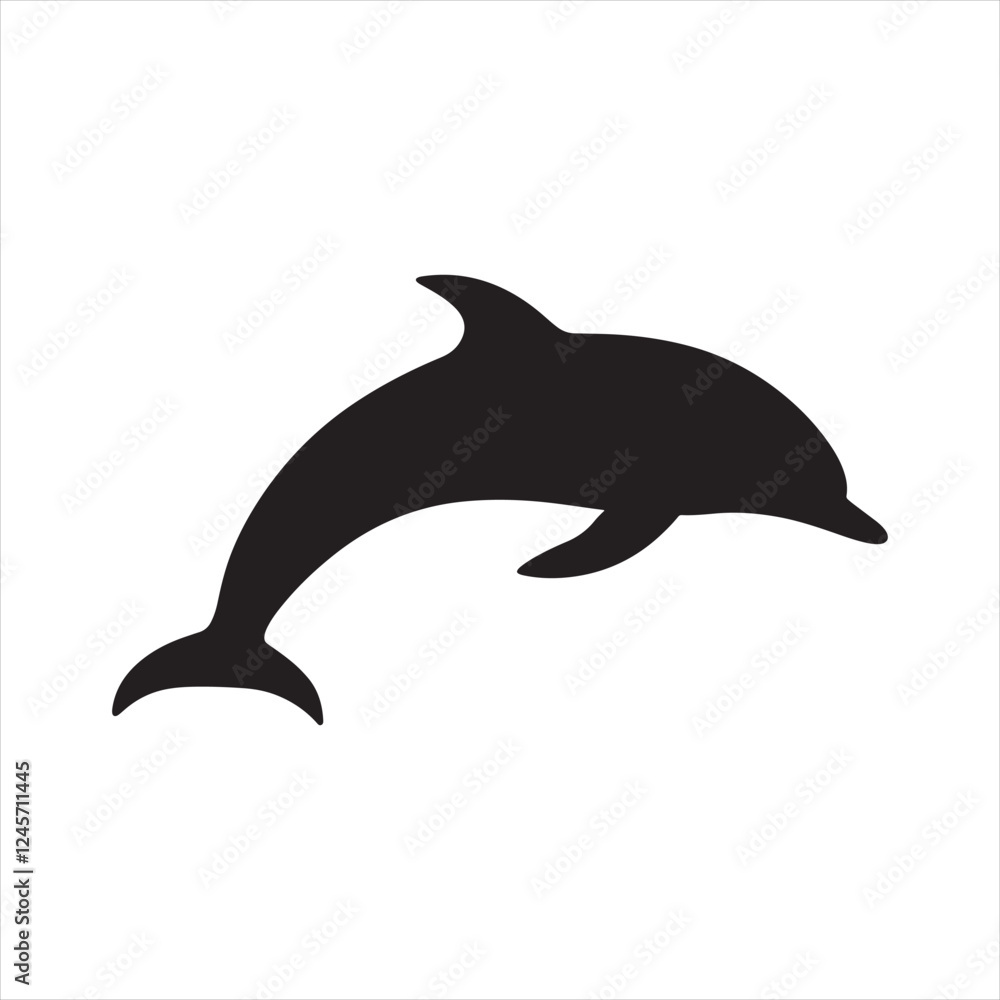 Fototapeta premium Modern Dolphin Symbol in Iconic Black and White Style
