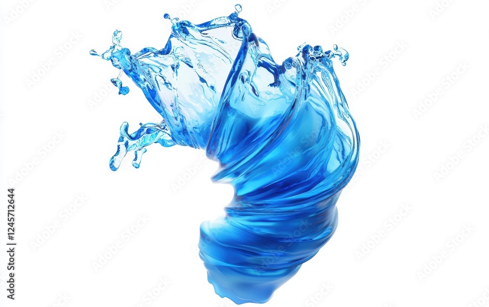 Deep ocean blue and bright white liquid tornado effect, isolated on white Deep ocean blue and bright white liquid tornado effect, isolated on white