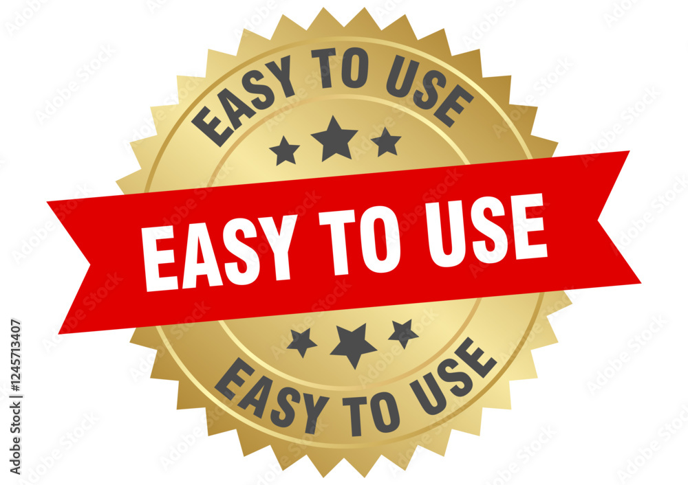 easy to use. easy to use round red and gold label isolated on transparent background easy to use. easy to use round red and gold label isolated on transparent background