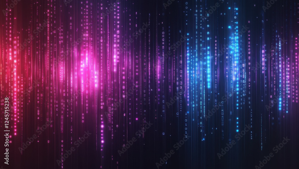 Abstract digital background with vibrant pink and blue glowing lines representing data streams, suitable for technology and innovation themes Abstract digital background with vibrant pink and blue glowing lines representing data streams, suitable for technology and innovation themes