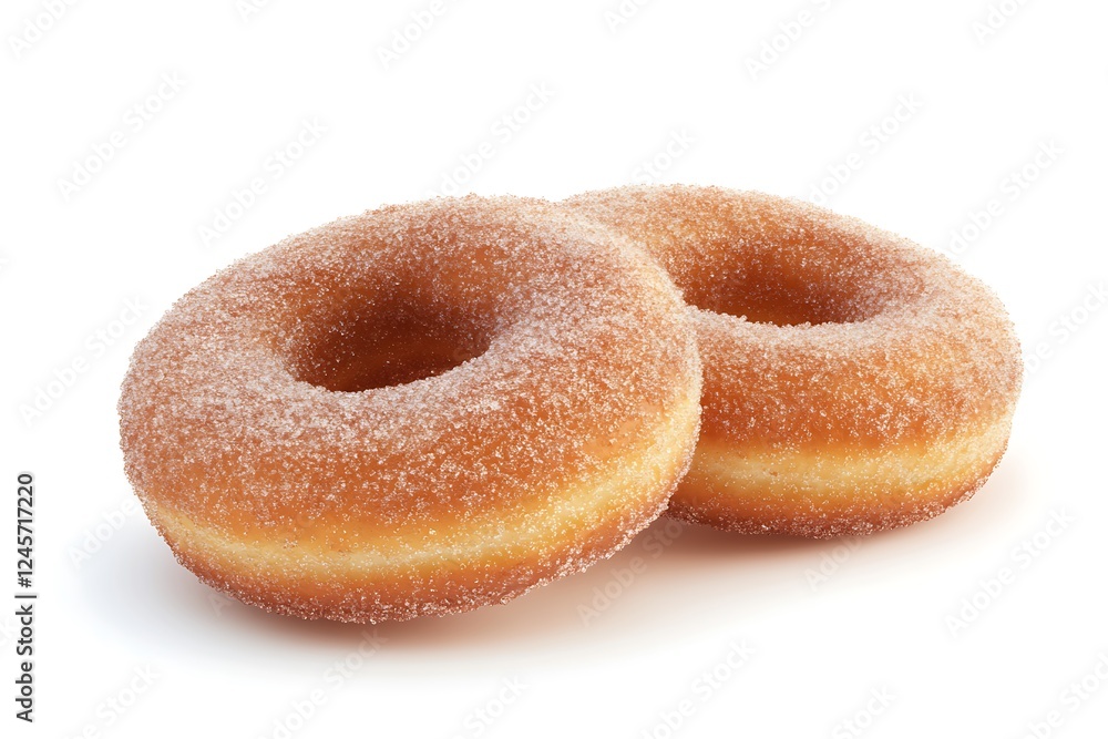 3D Render of Baked Cinnamon Sugar Doughnuts, Isolated on White Background 3D Render of Baked Cinnamon Sugar Doughnuts, Isolated on White Background
