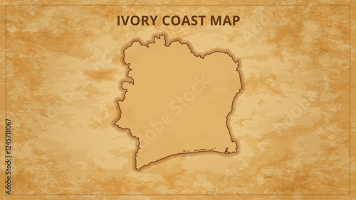 A Vintage Map Depicting the Borders of the Ivory Coast. Ivory Coast map with federal states in A vintage map based background, Political Ivory Coast Map