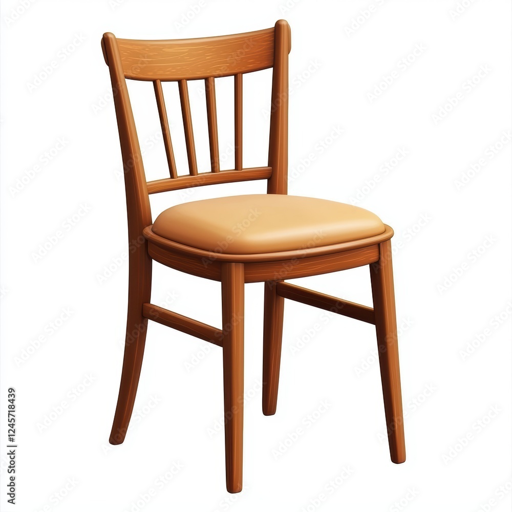 dining chair with a cushioned seat, isolated on a white background dining chair with a cushioned seat, isolated on a white background