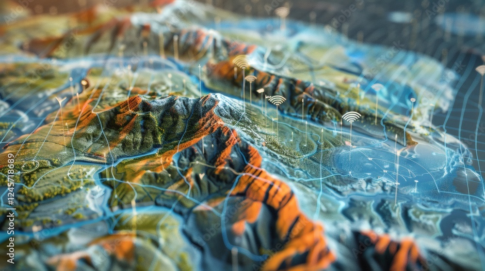 Detailed 3D Terrain Model with Geographic Features and Connectivity Detailed 3D Terrain Model with Geographic Features and Connectivity