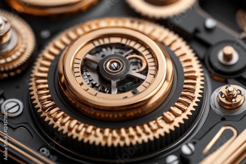 Wallpaper Mural Rose Gold and Black Luxury Watch Mechanism Close-up Torontodigital.ca