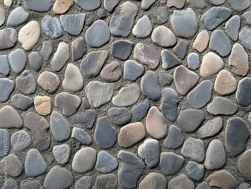 Weathered stone wall texture with intricate pattern of rocks and pebbles. Ancient castle surface Weathered stone wall texture with intricate pattern of rocks and pebbles. Ancient castle surface