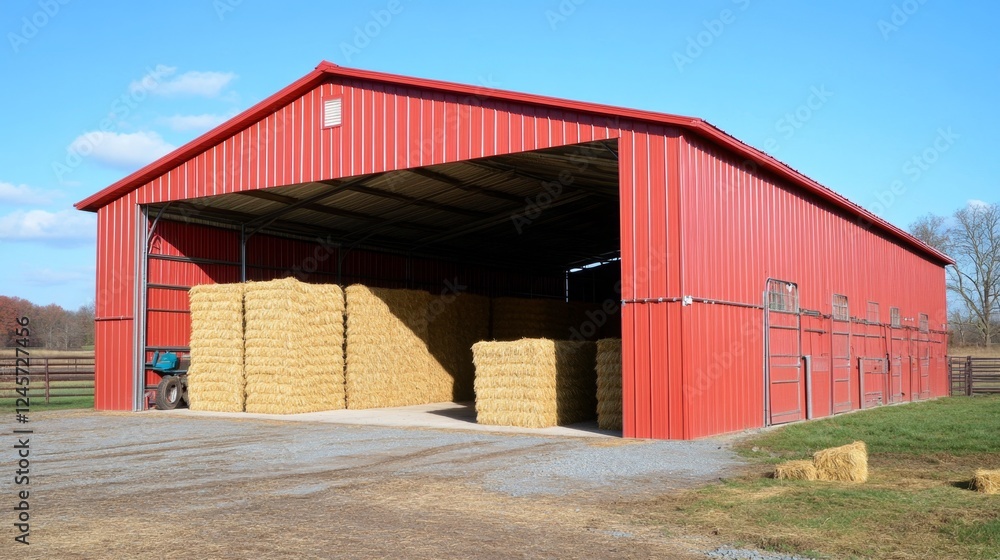 Red Barn with Hay Storage Red Barn with Hay Storage