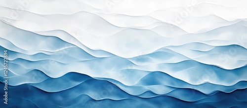 Wallpaper Mural Abstract ocean waves in shades of blue transitioning from light to dark with textured layers creating depth and movement on a white background. Torontodigital.ca